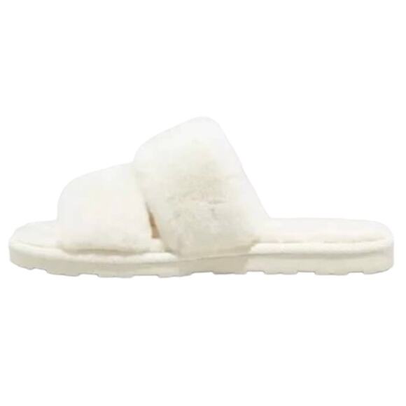 New Stars Above Royal Slide Fluffy Slippers Off White Size 8 - Picture 1 of 4